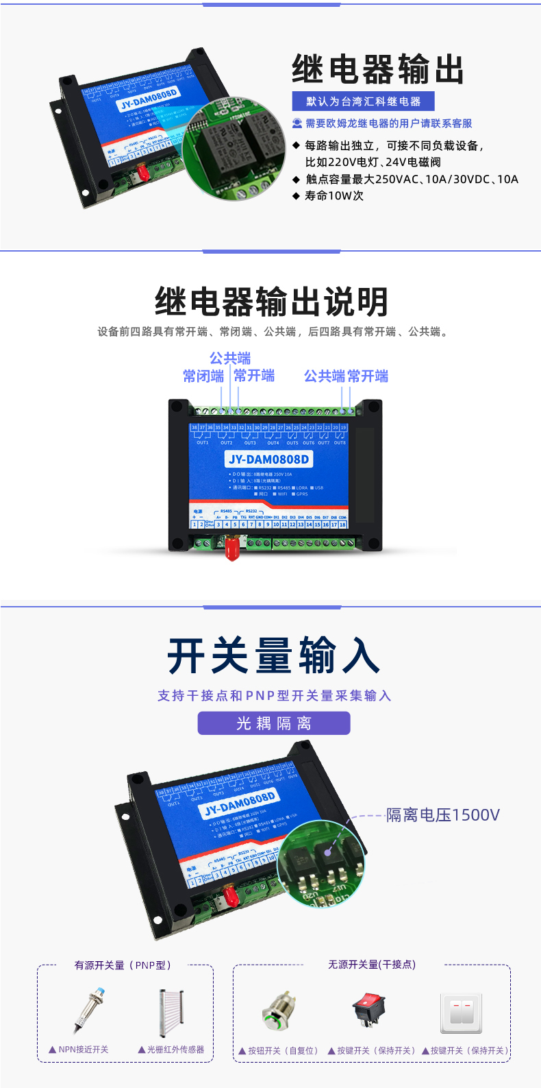 云平臺(tái) DAM-0808D 遠(yuǎn)程智能控制器輸出說明