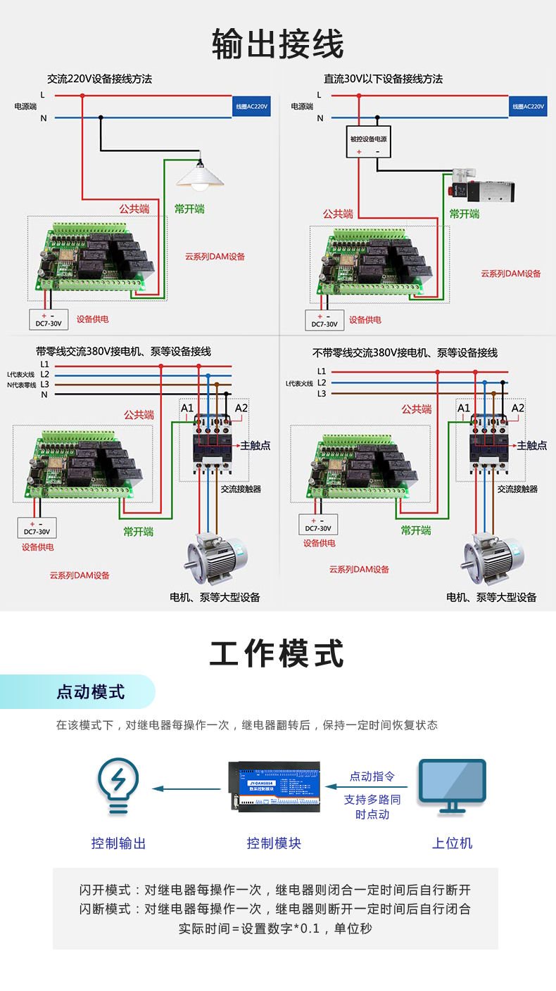 云平臺 DAM-8884 遠程數采控制器輸出接線