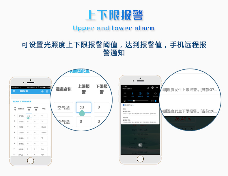 LORA土壤溫濕度采集器報警功能