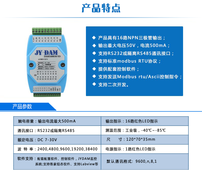 DAM-1600DO-YD 工業(yè)級(jí)I/O模塊產(chǎn)品參數(shù)