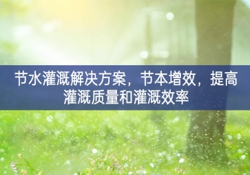 「智慧環(huán)?！构?jié)水灌溉解決方案，節(jié)本增效，提高灌溉質(zhì)量和灌溉效率